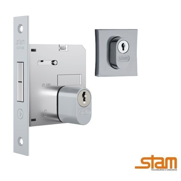Fechadura para Porta de Correr/Bater 1006 Cromado Stam