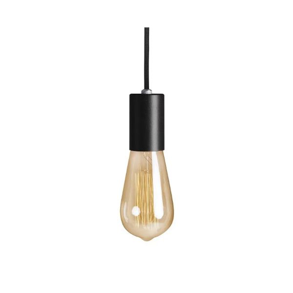 Luminária Vintage Alumínio Liso Preto E27 Blumenau