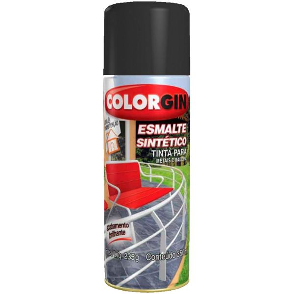 Spray Esmalte Sintético Multissuperfícies Preto Fosco 350ml Colorgin