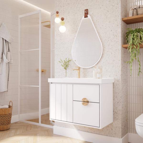 Gabinete para Banheiro Copenhague 80x40cm Branco com Espelheira – MGM Móveis