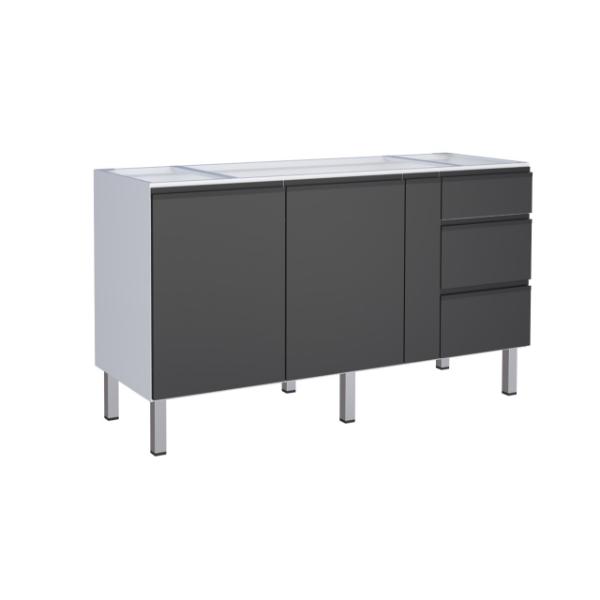 Gabinete de Aço Gaia para Pia de 1,60m Preto Cozimax