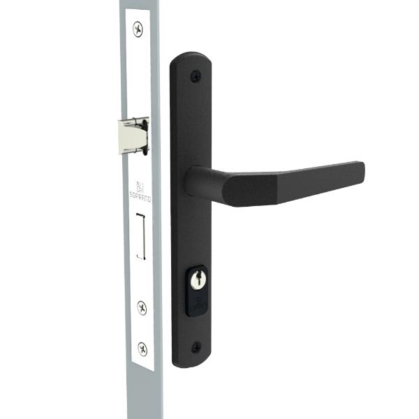 Fechadura Externa Perfil Estreito Popline Preto 20x53mm Soprano